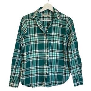 Loft Green Plaid Button Down Shirt